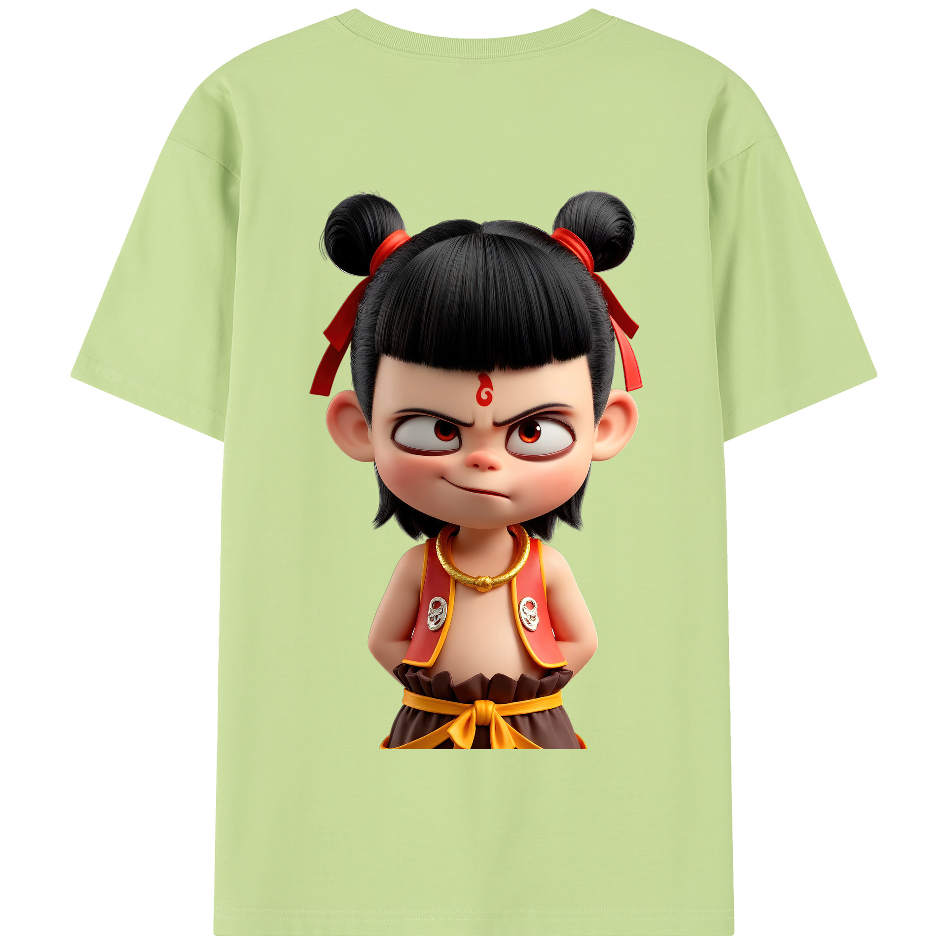 （画像用） Ne Zha 2 ナタ 魔童の大暴れ 綿100％半袖Tシャツ（背面プリント）